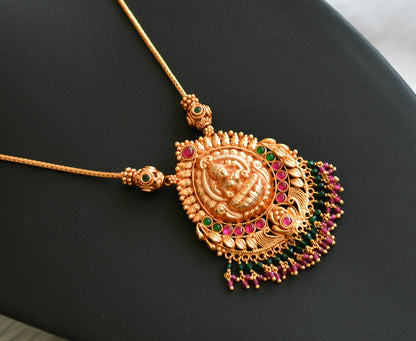 Gheru finish kemp-green Lakshmi chain necklace dj-42402