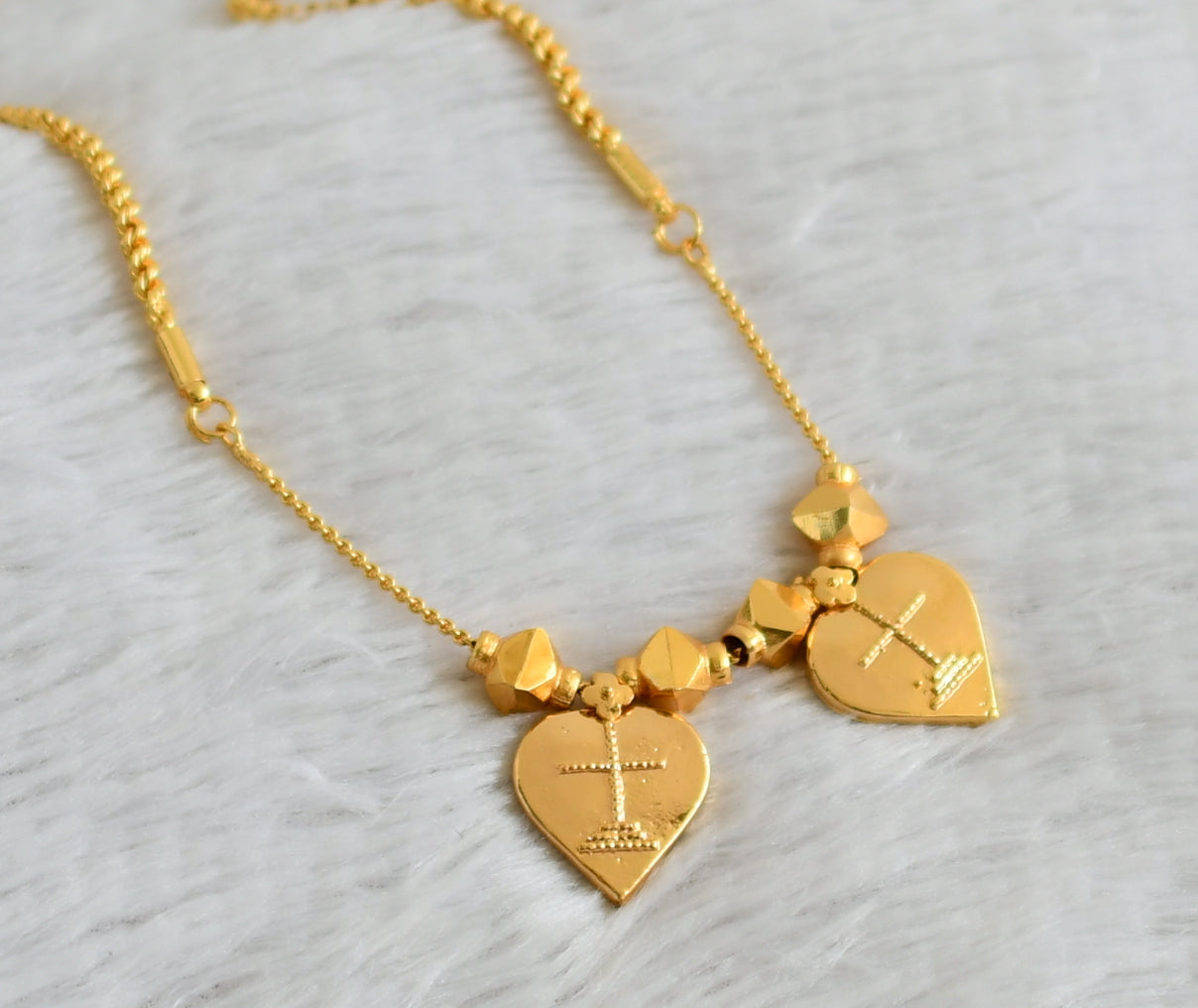 Gold tone 24 inches rope chain with heart cross christian mangalyam dj-43905