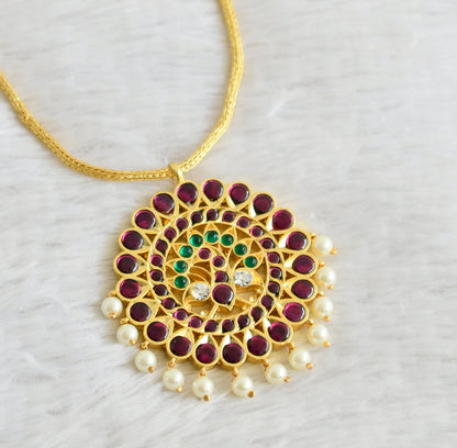 Gold tone semi precious kemp peacock necklace dj-10392