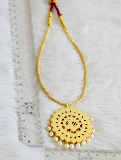 Gold tone semi precious kemp peacock necklace dj-10392