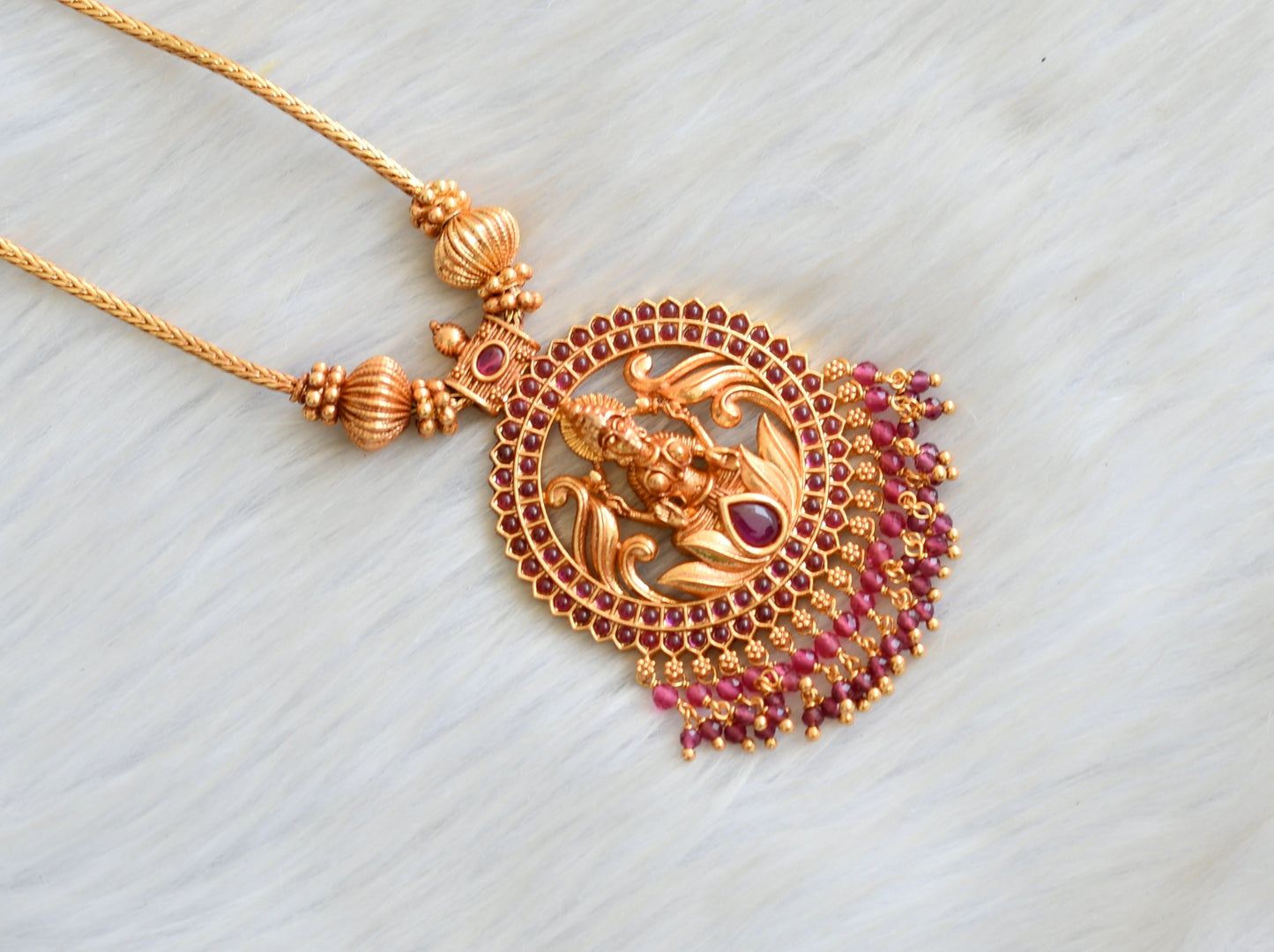 Gheru finish ruby Lakshmi chain Necklace dj-42405