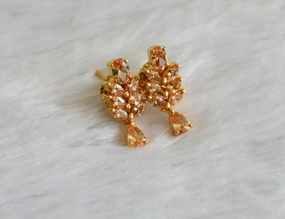 Gold tone cz gold stone earrings dj-47020