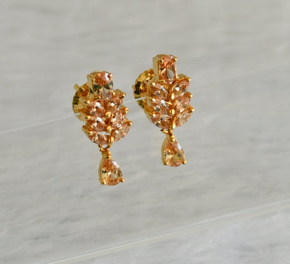 Gold tone cz gold stone earrings dj-47020