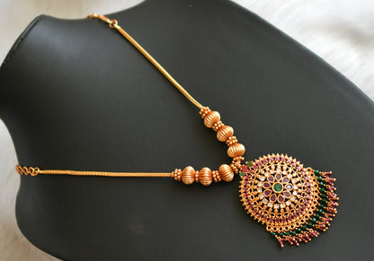 Gheru finish ruby-green-white chain Necklace dj-42407