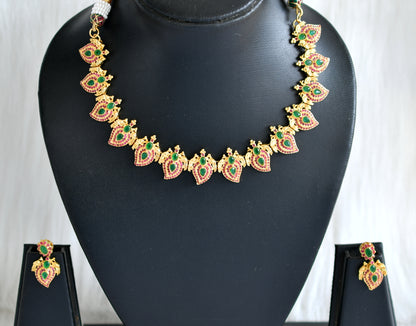 Gold tone ruby-emerald mango necklace set dj-02005