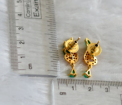 Gold tone ruby-green stone peacock earrings dj-47021