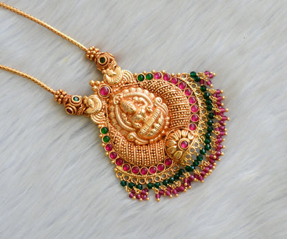 Gheru finish kemp-green Lakshmi chain necklace dj-42404