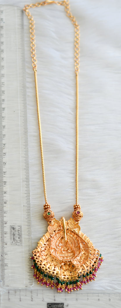Gheru finish kemp-green Lakshmi chain necklace dj-42404