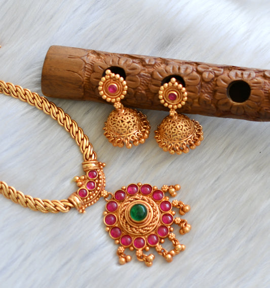 Gheru finish Kemp-green necklace set dj-42415