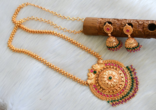 Gheru finish Kemp-green peacock necklace set dj-42411