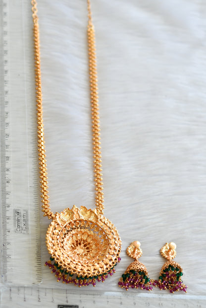 Gheru finish Kemp-green peacock necklace set dj-42412