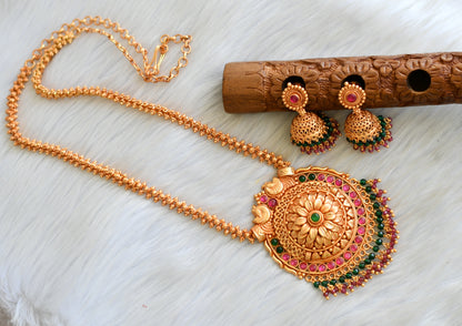 Gheru finish Kemp-green peacock necklace set dj-42412