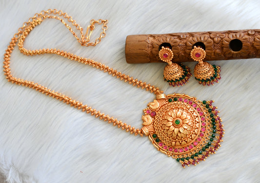 Gheru finish Kemp-green peacock necklace set dj-42412