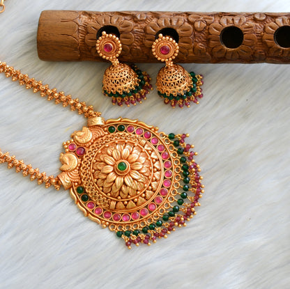 Gheru finish Kemp-green peacock necklace set dj-42412