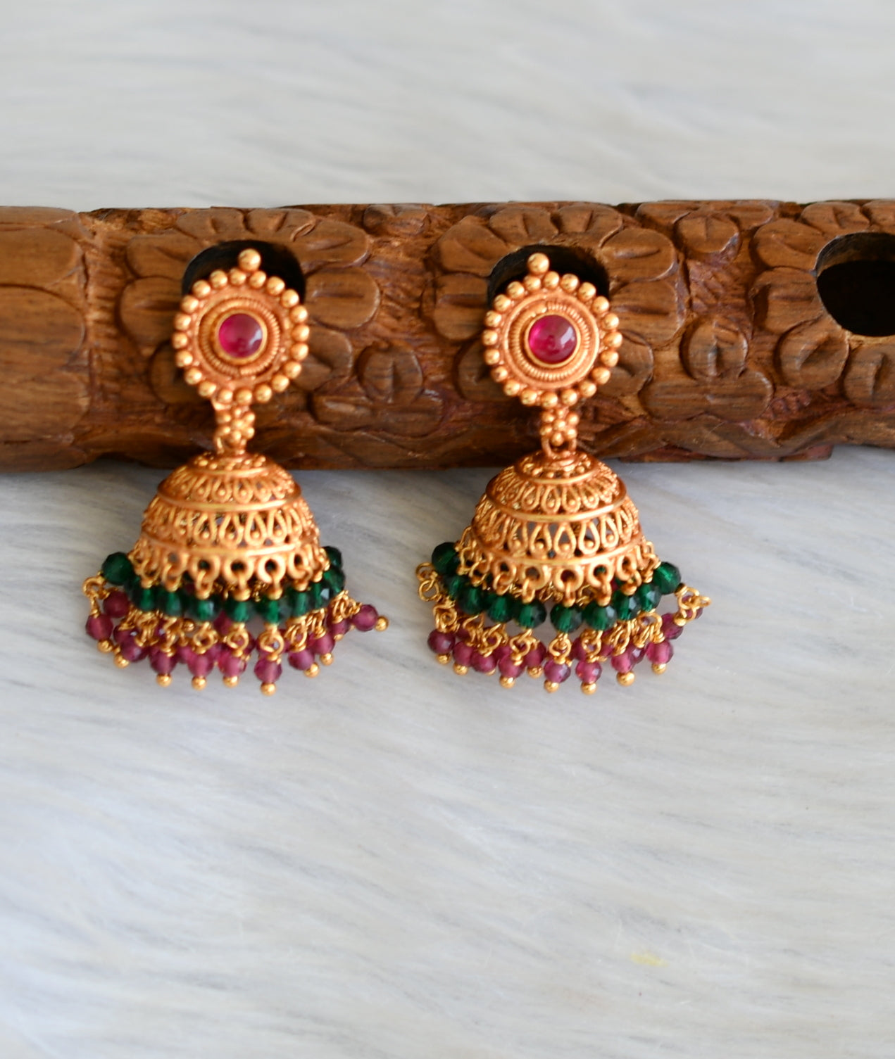 Gheru finish Kemp-green peacock necklace set dj-42412