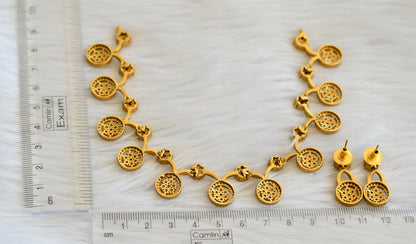 Matte finish cz white flower round necklace set dj-45346