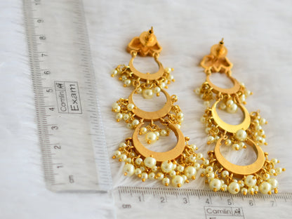 Gold tone white kundan jadau step earrings dj-50721