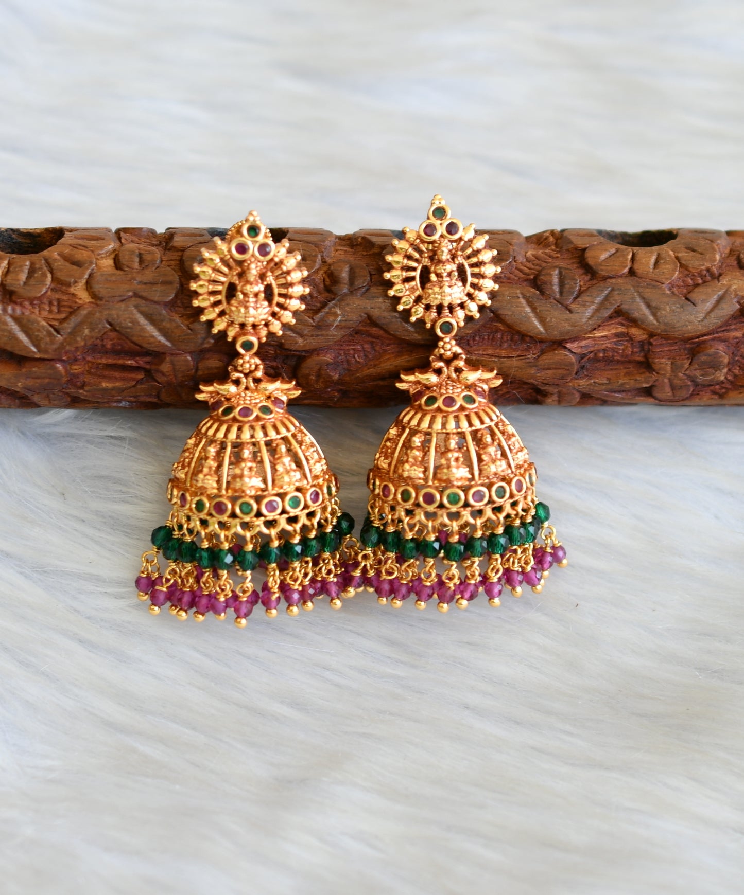 Gheru finish Ruby-green Lakshmi jhumkka dj-42416