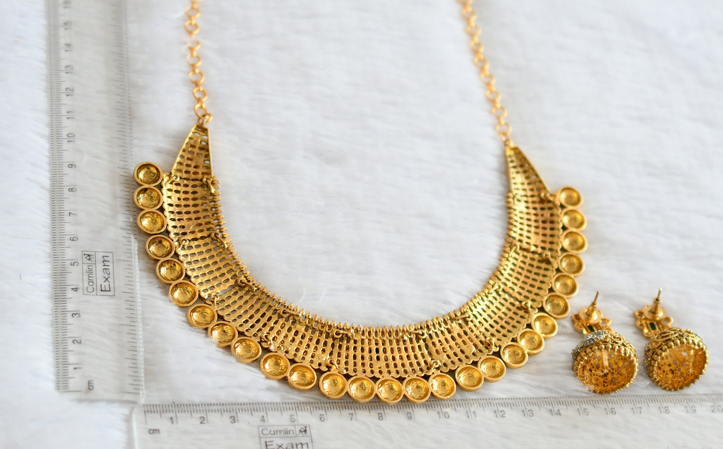 Antique Matte Cz Ruby-green Designer Necklace Set dj-33337