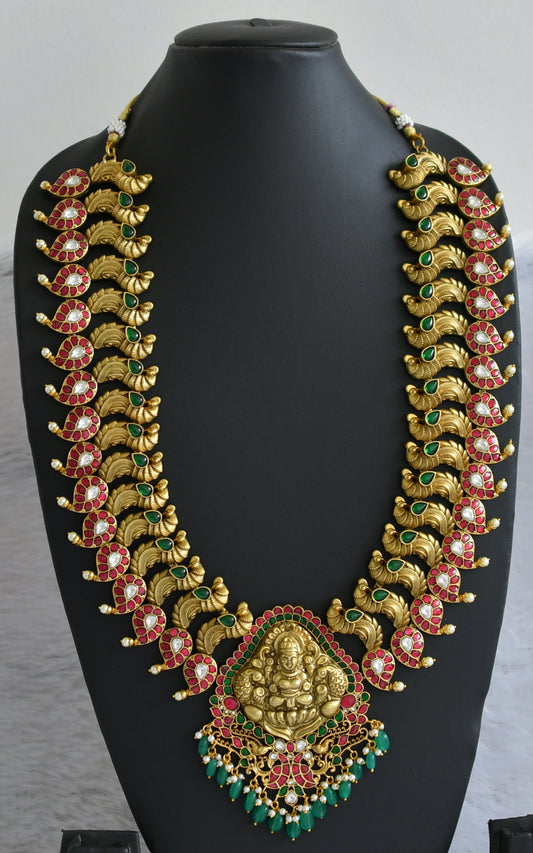 Antique gold rKundan Jadau Lakshmi-Peacock-mango haar dj-35834