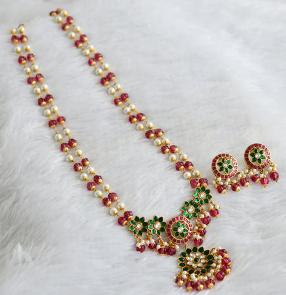 Antique Gold Look Alike Kemp-green Flower Jadau Kundan Replica Haar Set DJ33257