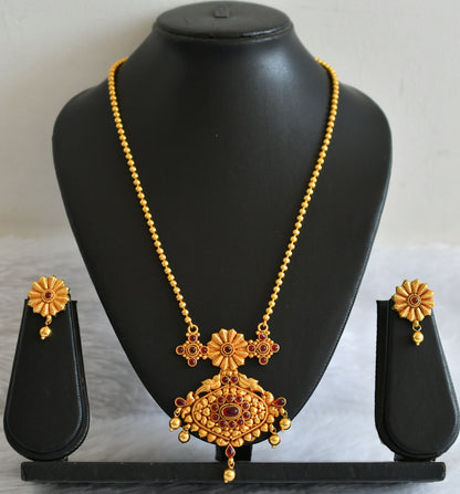 Gold tone kemp stone ball chain necklace set dj-50746