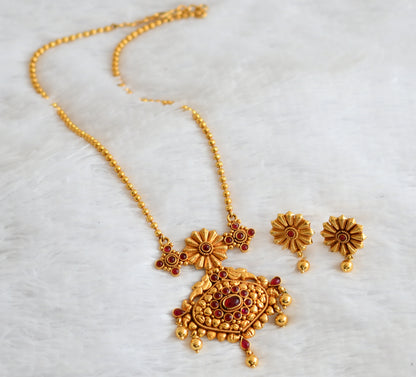 Gold tone kemp stone ball chain necklace set dj-50746