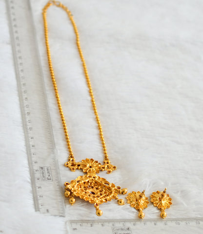 Gold tone kemp stone ball chain necklace set dj-50746