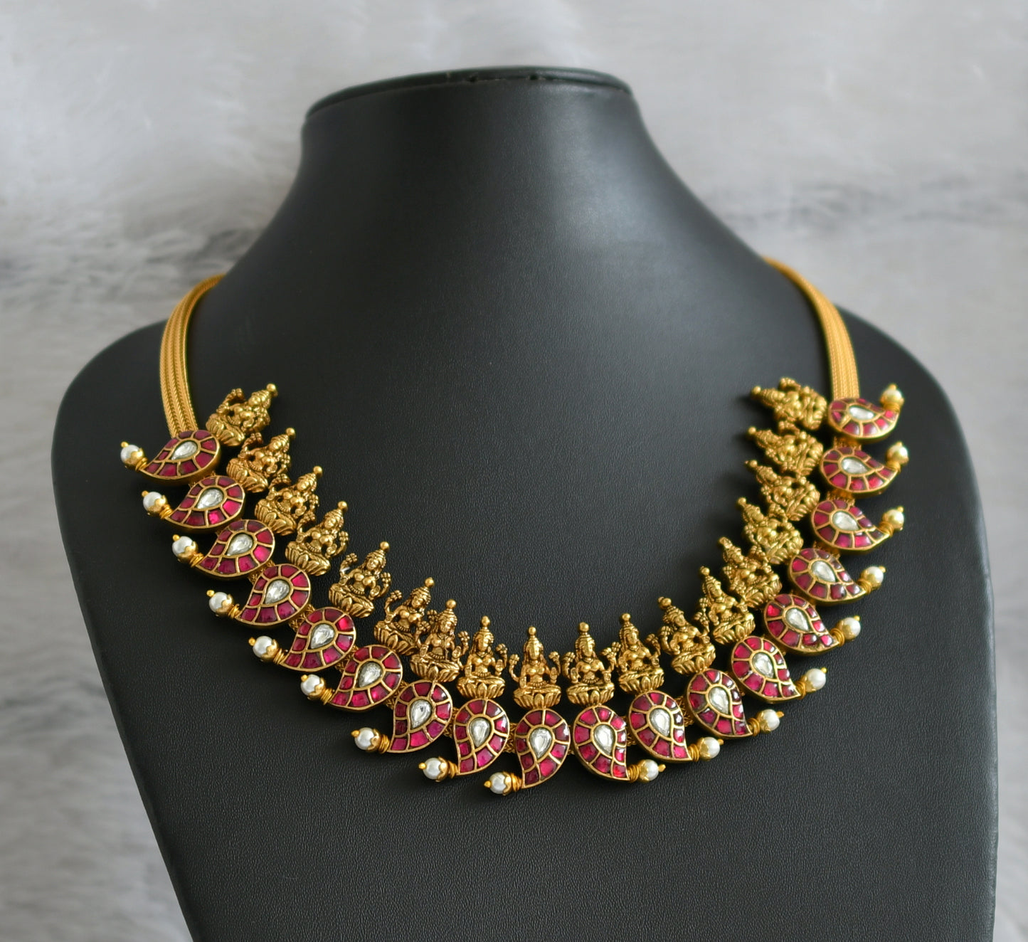 Antique Gold tone Kemp Lakshmi Mango Jadau Kundan Gold Replica Necklace DJ33121