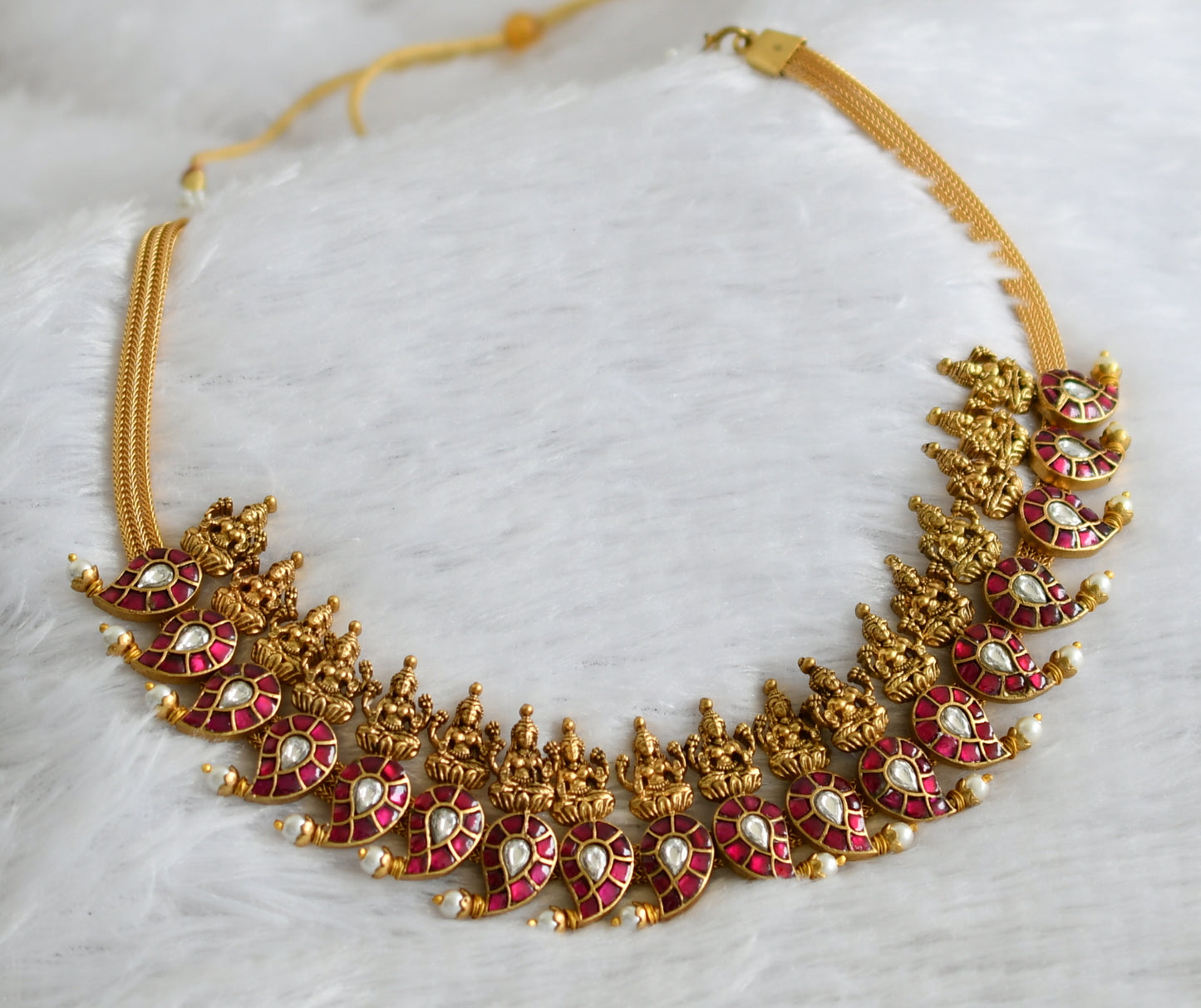 Antique Gold tone Kemp Lakshmi Mango Jadau Kundan Gold Replica Necklace DJ33121