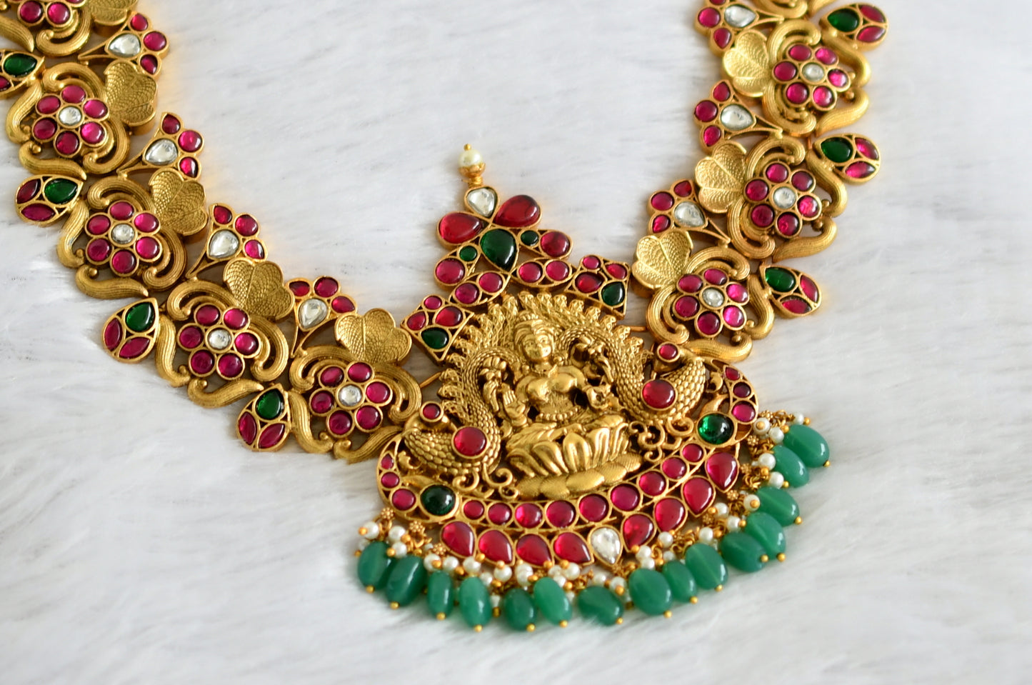 Royal antique gold look alike kundan jadau lakshmi designer necklace dj-34148