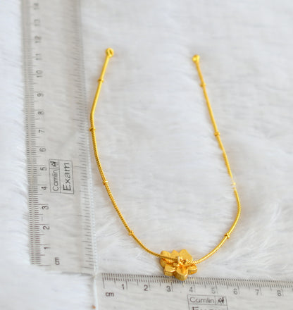 Gold tone pink-green lotus kundan jadau kids choker necklace dj-50744
