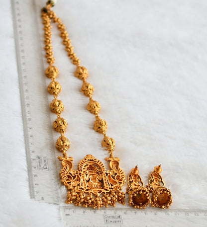 Matte finish ruby-green-white lakshmi peacock short haar set dj-50749