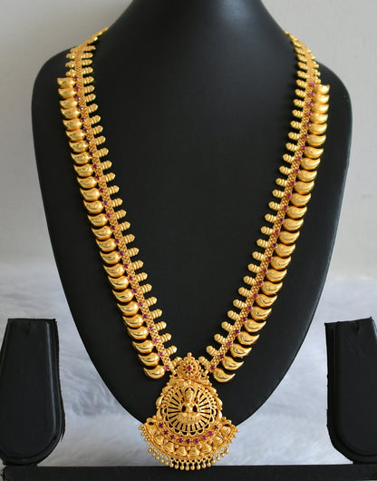 Gold tone pink stone mango lakshmi haar dj-50751
