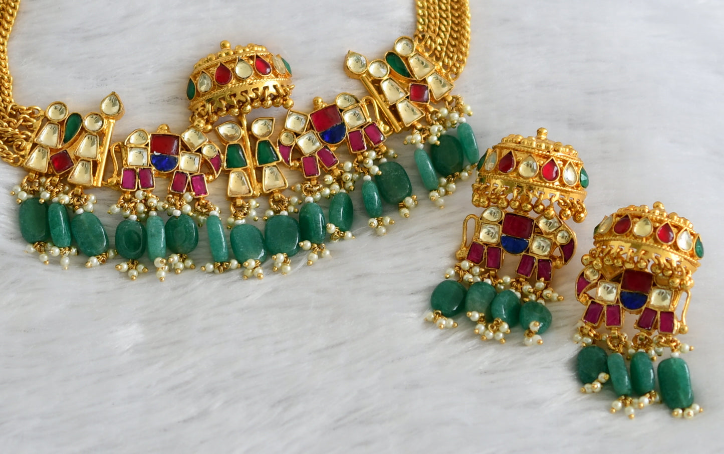 Antique Kundan jadau wedding designer necklace set dj-34016