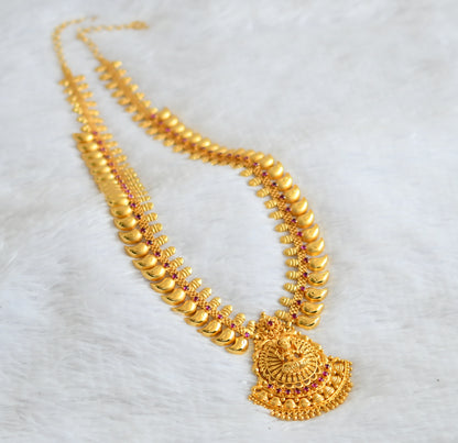 Gold tone pink stone mango lakshmi haar dj-50751