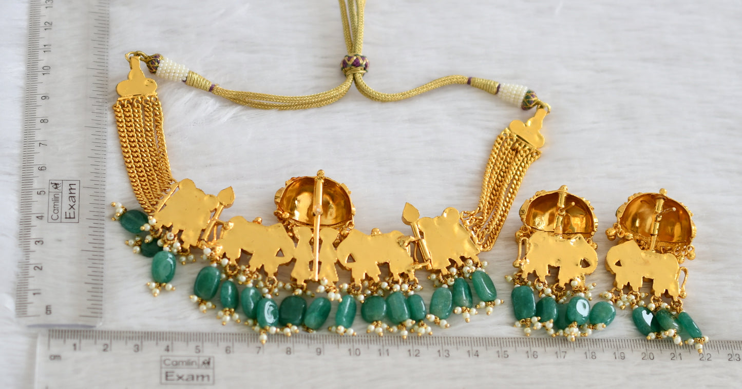 Antique Kundan jadau wedding designer necklace set dj-34016