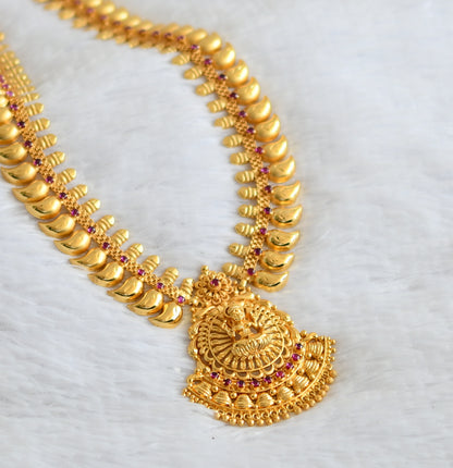 Gold tone pink stone mango lakshmi haar dj-50751