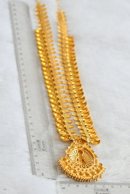 Gold tone pink stone mango lakshmi haar dj-50751