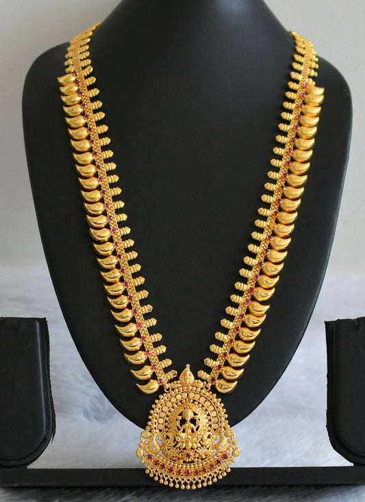 Gold tone pink stone mango lakshmi haar dj-50750