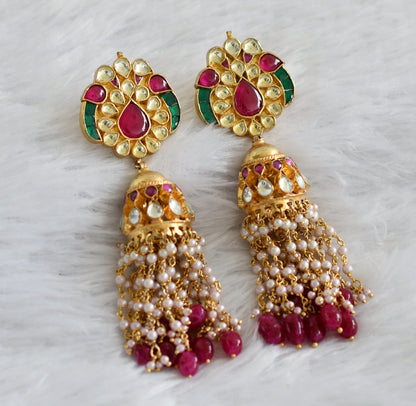 Gold tone kundan jadau pearl jhumkka dj-17807