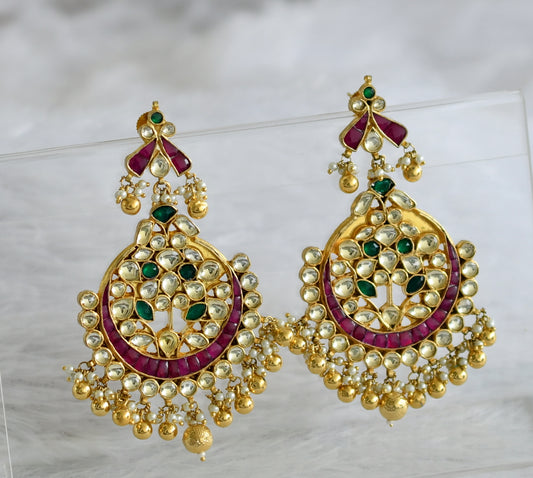 Gold tone Kundan Jadau Big Earrings DJ17804