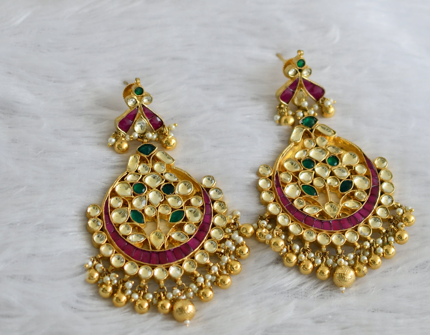 Gold tone Kundan Jadau Big Earrings DJ17804