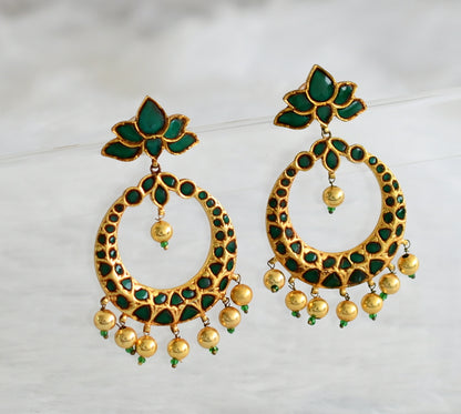 Gheru finish Green Kundan Jadau Lotus Bali Earrings dj-21997