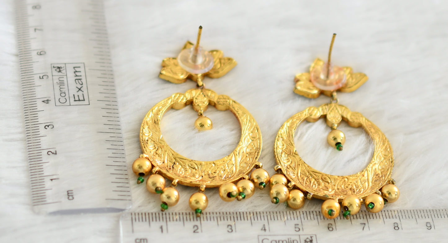 Gheru finish Green Kundan Jadau Lotus Bali Earrings dj-21997