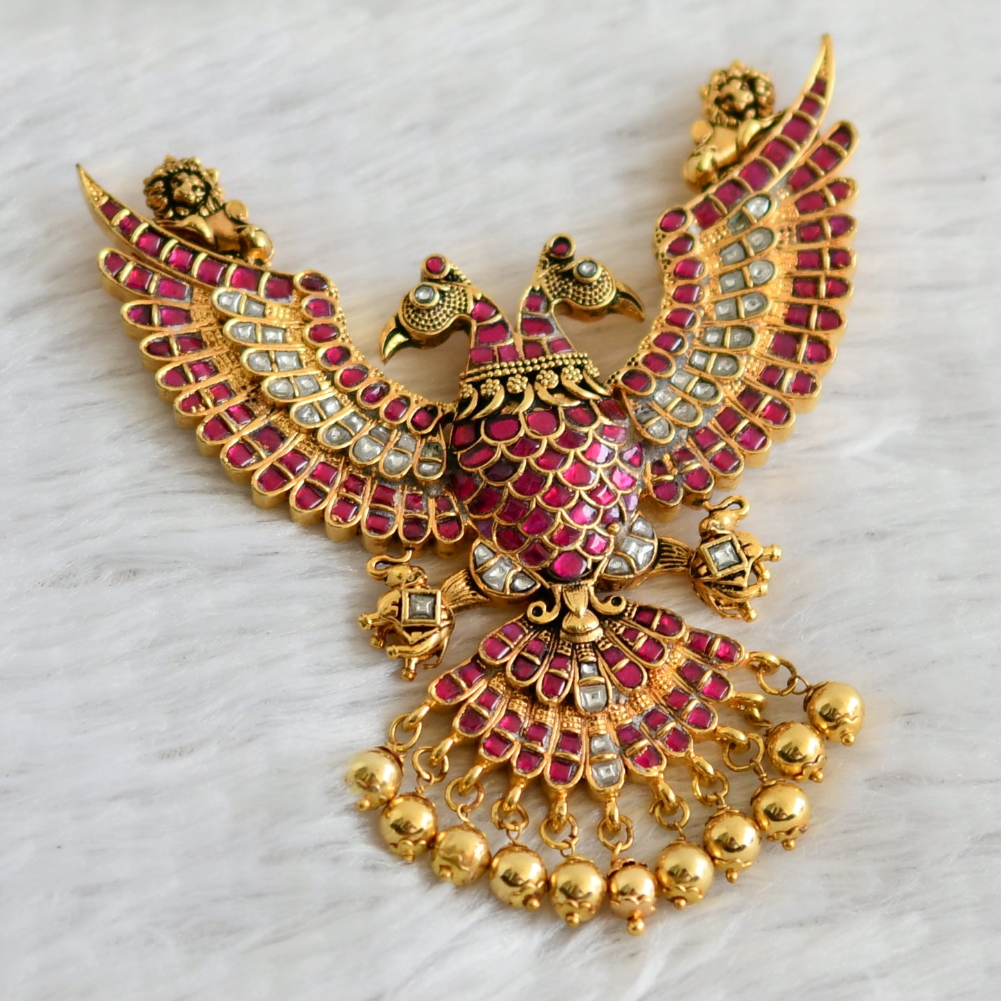 Gold tone pink-white kundan jadau ganda berunda dj-48799