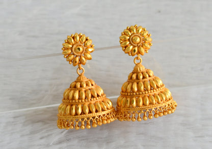 Matte gold tone Kerala style flower jhumkka dj-33977