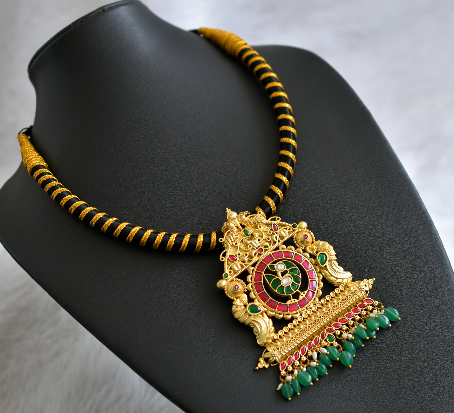 Antique gold look alike kundan jadau designer necklace dj-34161