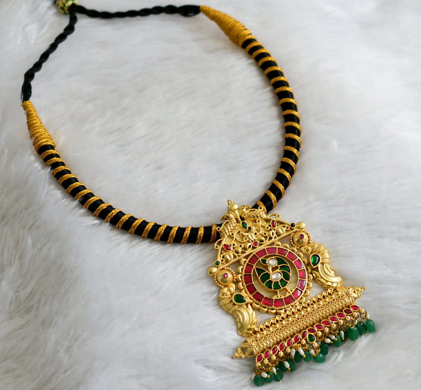 Antique gold look alike kundan jadau designer necklace dj-34161