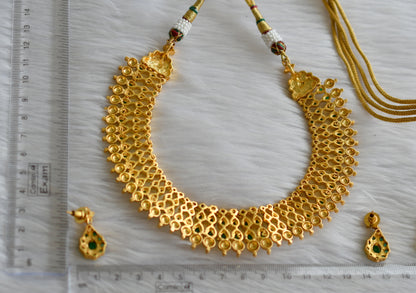 Gold tone emerald necklace set dj-02020